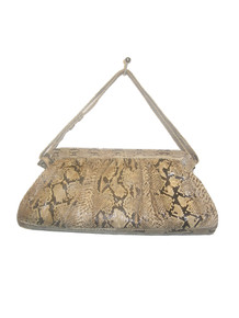 Vintage R Soldana Snake Skin Suede Leather Lining Shoulder Handbag