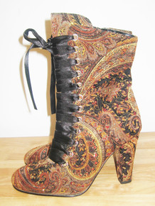 Vintage 90s Spiegel Paisley Velvet Tapestry Boots