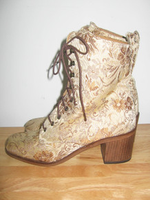 Vintage 90s Kenneth Cole Square Toe Tapestry Boots