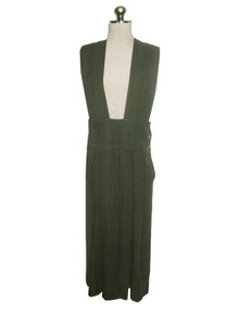 Vintage Designer Issey Miyake Plantation Green Melange Avante Garde Wide Strap Pleated Jumper Dress