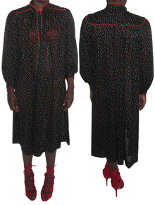 Vintage Ayres By E. Eysen Sheer Multi-color Polka Dot Sheer Boho Smock Tent Dress