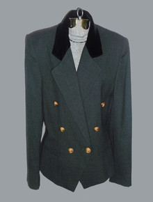 Vintage Dana Buchman Wool Velvet Combo Fitted Tuxedo Blazer Jacket w/ Decorative Button
