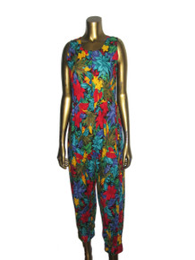 Vintage Multicolor Floral Print Sleeveless Playsuit Romper Jumpsuit 