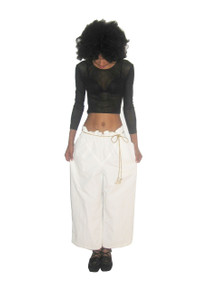 Vintage Issey Miyake Designer Off White Paper Bag Waist Cropped Pants 