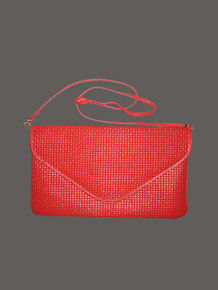 Vintage Made Exclusively For Amelia Berko Genuine Leather Red Gold Flap Closure Large Leather Clutch Envelope Handbag 