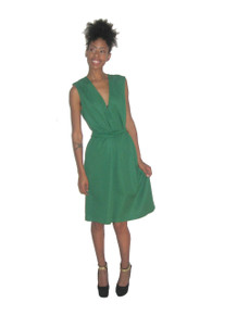 Vintage Green Sleeveless V-Neck Belted Mod Dress 