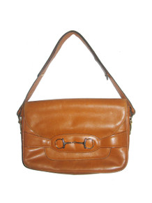 Vintage Crouch & Fitzgerald New York Tan Gold Flap Closure Horsebit Adjustable Shoulder Strap Compartment  Leather Handbag