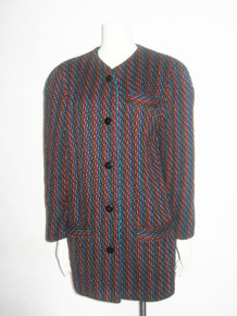 Vintage Jaeger Multicolor Wool Buttoned Boxy Lined Coat Jacket 