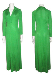 Vintage Absolutely Stunning Green Mod Disco Stretch Knit Long Shirt Dress Dress