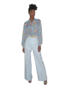 Vintage Time And Place NWT Light Blue High Waist  Wide Leg Bell Bottom Disco Pants 