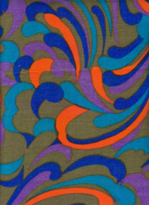 Vintage Mod Disco Psychedelic Multi-color Hawaiian Polynesian Acrylic Fabric  125" long x 46" wide   