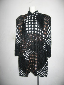 Vintage French Collizioni Polka Dot Sequins Beads Slouchy Oversize Long Sleeve Glam Trophy Jacket Dress