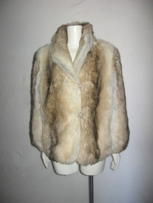 Vintage Sportowne Shawl Collar Long Sleeve Buttoned Lined Short Plush Faux Fur Coat Jacket 