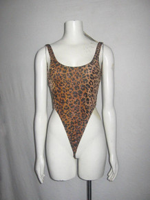 Vintage NWT Lee Strings Animal Print Metallic Glitter Cut Out Back Multifunctional Bodysuit Bathing Suit Swimsuit 