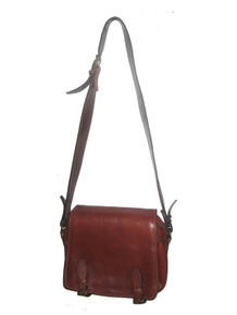 Vintage Rare Cognac Brown Genuine Leather Flap Closure Buckled Adjustable Strap Compartment Large Cross Body Hippie Boho Handbag 