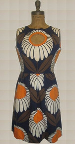Vintage Rare Brown Multi-color Big Floral Print Cut Of Detail Fit & Flare Short Dress 