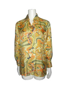Vintage Cos Cob Multi-color Floral Paisley Print Buttoned Psychedelic Unisex Disco Shirt 