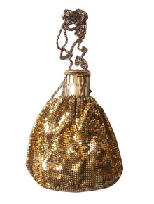 Vintage Gold Mesh Expandable Accordian Chain Strap Handbag