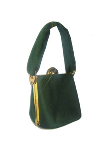 Vintage Rare Ingber Green Wool Small Cute Little Evening Handbag