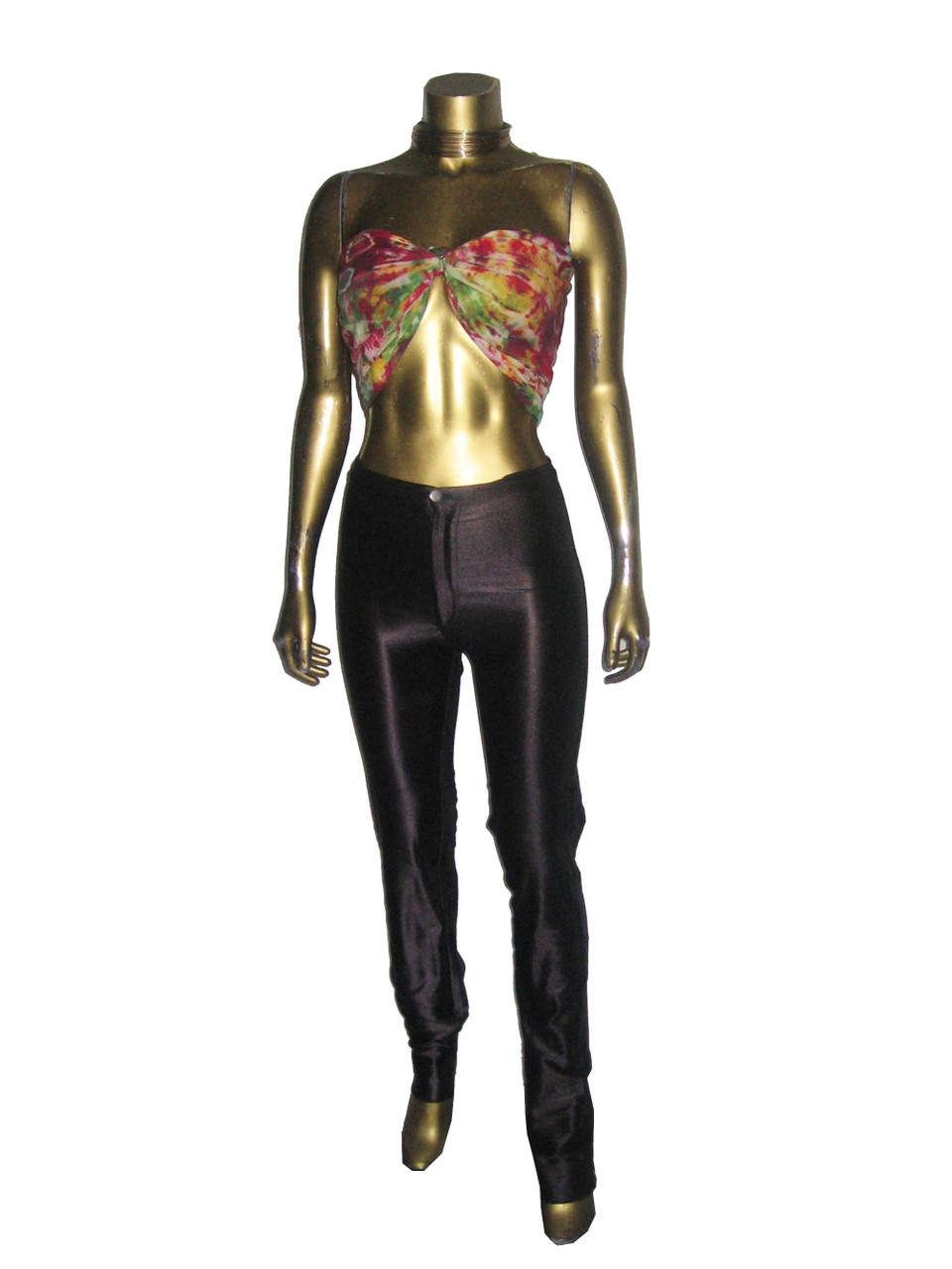 80's Le Gambi Shiny Black Nylon Disco Vintage Pants With Zippers High Waist Straight Leg Grease Dance
