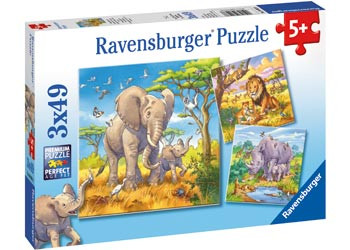 Ravensburger - Wild Animals Puzzle 3x49pc RB08003-8