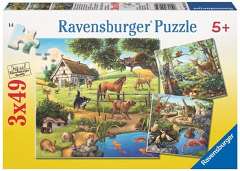 Ravensburger - Forest Zoo & Pets Puzzle 3x49pc - RB09265-9