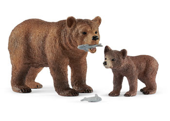 Schleich - Grizzly Bear Mother with Cub SC42473 (4055744029806)