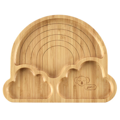 Emondo Kids- Rainbow Suction Bamboo Plate front @kiozwi