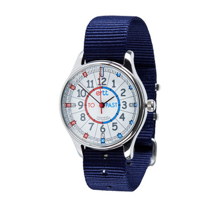 EasyRead Time Teacher Watch - Waterproof Red/Blue Past-To watch - Navy Strap