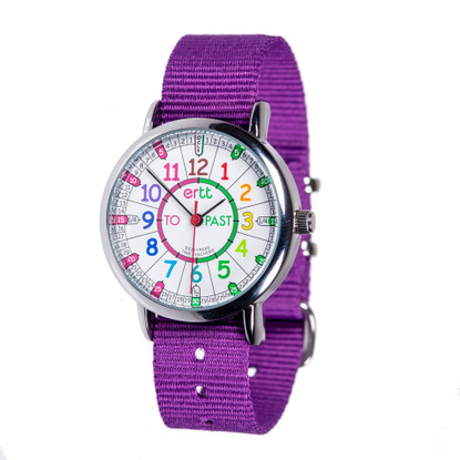 EasyRead Time Teacher Watch - Rainbow - Past/to - Purple Strap