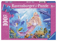 Ravensburger - Blissful Mermaid and Dolphins Puzzle 100pc RB13642-1