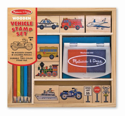 Melissa & Doug - Wooden Vehicle Stamp Set