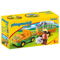 Playmobil 1.2.3 - Zoo Vehicle with Rhinoceros PMB70182 boxed