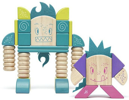 Tegu Magnetic Wooden Blocks - Sticky Monsters - Beans and Tumtum