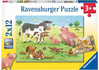 Ravensburger Animal's Children - Happy Animal Families Puzzle 2 x 12 pc RB07590-4 