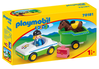 Playmobil 1.2.3 - Car with Horse Trailer PMB70181