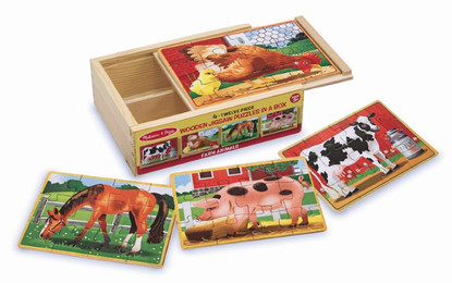 Melissa & Doug - Farm Jigsaw Puzzle in a Box Wooden Jigsaw for Children MND3793