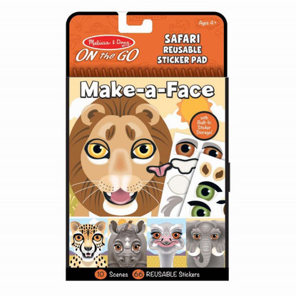 Melissa & Doug - On The Go - Make a Face Reusable Stickers - Safari MND30510