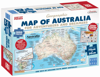 Blue Opal - Adventures Dreamers Map Poster 1000 piece BL01882 boxed