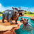 Playmobil - Hippo with Calf PMB70354 all set up