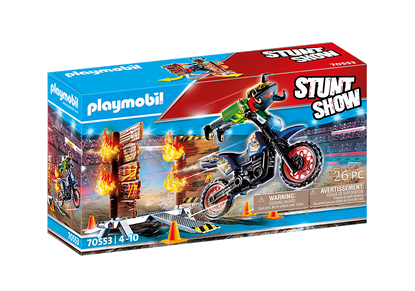 Playmobil - Stunt Show Motocross with Fiery Wall PMB70553