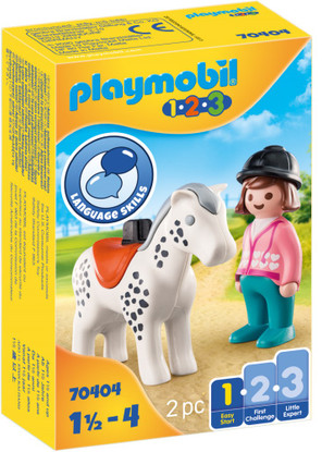 Playmobil - 1.2.3 Rider with Horse PMB70404