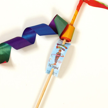 Small Rainbow Ribbon Stick (Wood Stem) Original - Rainbow Ribbon