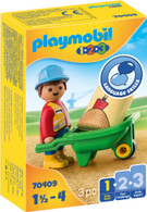 Playmobil - 1.2.3 Construction Worker with Wheelbarrow PMB70409