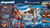 Playmobil Burnham Raiders Fire Ship (PMB70641) with cannons, flame projectiles, and armored warrior figures on a floating medieval-style vessel. Back of Box