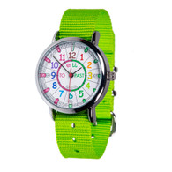 EasyRead Time Teach Watch - Rainbow Face - Past/To -Lime Strap