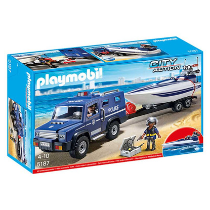 Playmobil - Police Truck with Speedboat PMB5187