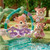 Sylvanian Families - Deer Babies - Floral Swing Set SF580 by the pool