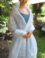 Scarf -Full Length with Embroidery in Blue