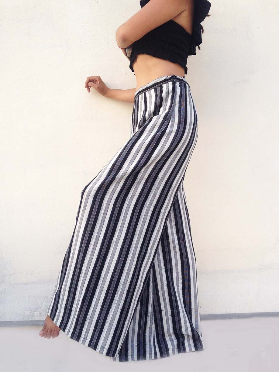 palazzo pants black and white stripes